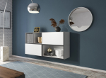 Cama MEBLE Cama living room furniture set ROCO 15 (RO4+2xRO3+2xRO6) white/black/white | ROCO15 BI/CZ/BI