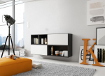 Cama MEBLE Cama living room furniture set ROCO 15 (RO4+2xRO3+2xRO6) black/black/white | ROCO15 CZ/CZ/BI