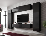 Cama MEBLE Cama Living room cabinet set VIGO SLANT 7 black/black gloss | VIGO SLANT 7 CZ