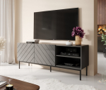 Cama MEBLE ABETO RTV cabinet on black steel frame 150x42x60 cm graphite/glossy graphite | ABETORTV15+ST G | 5903815007088