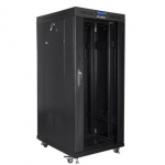 LANBERG 19 inch installation cabinet, standing, 27u 800x1000 black, lcd glass door (flat pack) | FF01-8027-12BL | 5901969433845