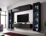 Cama MEBLE Cama Living room cabinet set VIGO SLANT 8 black/black gloss | VIGO SLANT 8 CZ