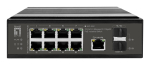 LevelOne IGP-1091 10-Port L3 Managed 2.5 Gigabit PoE Industrial Switch, 2 x 1G/10G SFP+ Uplinks, 8-Port PoE Outputs, Power Budget 480W, 802.3af/at/bt PoE, DIN-Rail, -40&deg;C to 75&deg;C | 591305 | 4015867245132