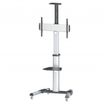 Manhattan  TV & Monitor Mount, Trolley Stand, 1 screen, Screen Sizes: 37-65", Silver, VESA 200x200 to 600x400mm, Max 50kg, LFD, Lifetime Warranty | 461245 | 0766623461245