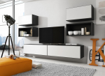 Cama MEBLE Cama living room furniture set ROCO 3 (2xRO3+2xRO4+2xRO1) black/black/white | ROCO3 CZ/CZ/BI