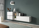 Cama MEBLE Cama living room furniture set ROCO 9 (RO1+RO3+2xRO6+2xRO5) white/black/white | ROCO9 BI/CZ/BI