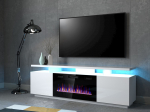 Cama MEBLE RTV EVA cabinet with electric fireplace 180x40x52 cm white/gloss white | EVA+KOM BI/BI | 5903815007385