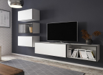 Cama MEBLE Cama living room furniture set ROCO 4 (RO1+2xRO3+2xRO4) white/black/white | ROCO4 BI/CZ/BI