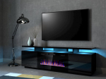Cama MEBLE RTV EVA cabinet with electric fireplace 180x40x52 cm black/gloss black | EVA+KOM CZ/CZ | 5903815007392