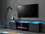 Cama MEBLE RTV EVA cabinet with electric fireplace 180x40x52 cm graphite/glossy graphite | EVA+KOM GR/GR | 5903815007408