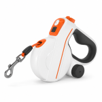KIKA Automaatne koera jalutusrihm 5 m, kuni 30 kg, paelaga, LED, kotihoidjaga, valge
