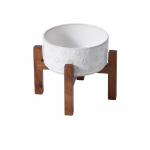 XINGMI CERAMICS Kausi lemmikloomale, keraamiline, puidust alusega valge, 20x20x16,5 cm
