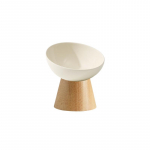 XINGMI CERAMICS Kausi lemmikloomale, keraamiline, puidust alusega, 15x13,3x11 cm valge