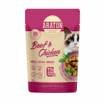 ARATON Niiske lemmikloomatoit veiseliha ja kanaga t&auml;iskasvanud kassidele k&otilde;igi t&otilde;ugude puhul 85 g