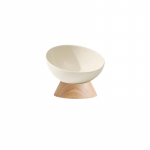 XINGMI CERAMICS Kausi lemmikloomale, keraamiline, puidust alusega,15x10x7 cm valge