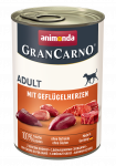 ANIMONDA Grancarno adult konservs&ouml;&ouml;t t&auml;iskasvanud koertele linnu s&uuml;damega 400 g