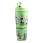 KIKA Plastikust illustratsioonidega joogin&otilde;u, roheline, k&otilde;rrega 710 ml