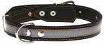 HIPPIE PET Nahast helkur-kaelarihm must, 2x32-40 cm
