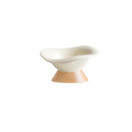 XINGMI CERAMICS Kausi lemmikloomale, keraamiline, puidust alusega, 15,8x8,5 cm valge