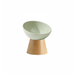 XINGMI CERAMICS Kausi lemmikloomale, keraamiline, puidust alusega, 15x13,3x11 cm roheline