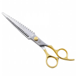 TAURO PRO LINE Mitmeotstarbelised - l&otilde;ike- ja fileerimisk&auml;&auml;rid kotiga 19 cm, 440C roostevaba teras, kuldsed k&auml;epidemed