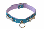 HIPPIE PET Nahast koerte kaelarihm metallist kontidega 1.2x30 cm, punane-must