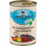 LandFleisch Dog Pur Gefl&uuml;gelherzen & Seelachs / Linnus&uuml;da & Merekala 400g