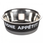 Flamingo metallist s&ouml;&ouml;gikauss "Bone Appetit" must, 900ml, &Oslash;17,3cm