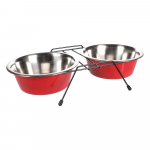 Flamingo kausside komplekt alusega "Arjun" punane/must, L 21cm, 2x1600ml