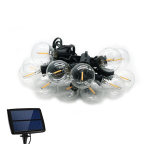 Forever 5.5m Garden Terrace Chain IP44 with x10 E12 Warm Fillament bulbs + Solar Panel with battery 2200mAh
