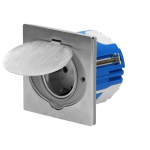 Orno Hermetic electrical outlet, IP44 stainless steel, with windproof mounting box, Schuko version