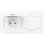Orno hermetiline kahekordne elektripistik, ristk&uuml;likuline, IP55, 2x2P+Z (prantsuse), valge