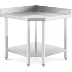 Royal Royal Catering Corner table top with stainless steel edge and shelf 90x90x70cm