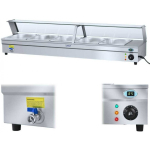 Royal Royal Catering Bain-marie water heater with tap and glass cover 2200W 30L + 5x GN1/2 capacity