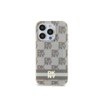 Case Case DKNY DKHMP14SHCPTSE iPhone 14 / 15 / 13 6.1" beige/beige hardcase IML Checkered Mono Pattern & Printed Stripes MagSafe
