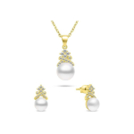 Brilio Brilio Silver Brilio silver charming gold-plated pearl jewelry set SET238Y (earrings, necklace)