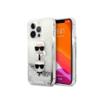 Karl Karl Lagerfeld KLHCP13XKICGLS iPhone 13 Pro Max 6.7 inch Silver/Silver Hard Case Liquid Glitter Karl&Choupette Head
