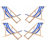 Set Set of 4 Loungers, Blue Stripes, Assembled, Woodok