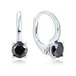Beneto Elegant silver earrings with black zircons AGUC2255