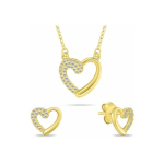 Brilio Brilio Silver Charming gold-plated jewelry set Hearts with zircons SET259Y (necklace, earrings)
