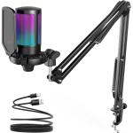 FIFINE A6T kardioidne juhtmega mikrofon RGB-ga + aluseid | USB