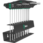 Wera 454/10 HF Set Imperial T-k&auml;epidemega kruvikeerajate komplekt + rack, 10 tk