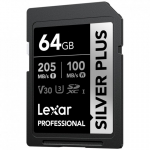 Lexar SDXC 64GB Professional SILVER Plus UHS-I U3 A2 4K V30
