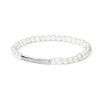 Silvego flexible pearl bracelet Noya with silver decor LPS19222BW