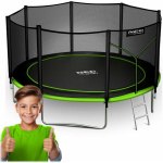 12 12 ft / 374 cm garden trampoline with external net and Neo-Sport ladder