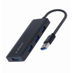 Gembird UHB-U3P4-03 s&uuml;learvuti dokk ja pordireplikaator Juhtmega &uuml;hendatud USB 3.2 Gen 1 (3.1 Gen 1) Type-A Must