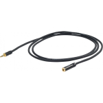PROEL 3,5mm stereo female - 3,5mm stereo male headphone jack, 5m, black