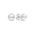 Brilio Brilio Silver Brilio Silver Minimalist silver earrings with real pearls EA620W