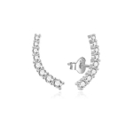 Beneto Modern Longitudinal Earrings with Clear Zircons AGUP2344L