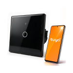 Qoltec 52711 Nutikas puutetundlik &uuml;hekanaliline valgusl&uuml;liti | Wi-Fi | Taimer | Tuya | Smart Life | Karastatud klaas | Must